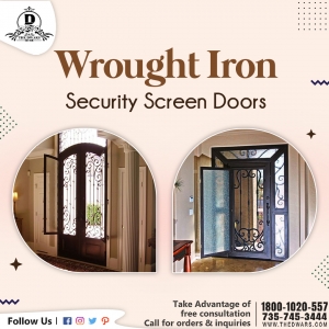 Wrought iron security screen doors